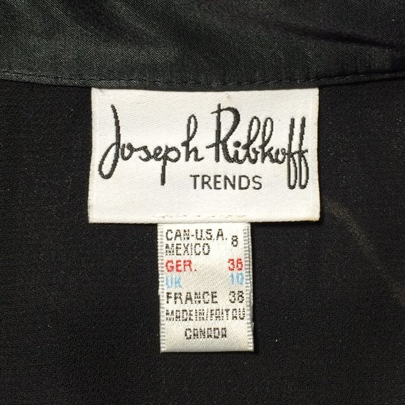 Joseph Ribkoff Womens Open Front Jacket Sz 8 Black Gold Glitter Sheer Sleeve - Picture 6 of 6